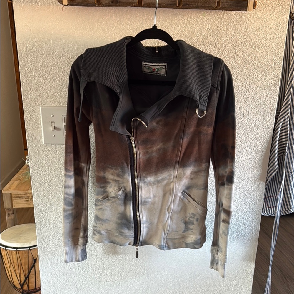 Hard Tail Brown and Gray Bomber Jacket with Gradient Design